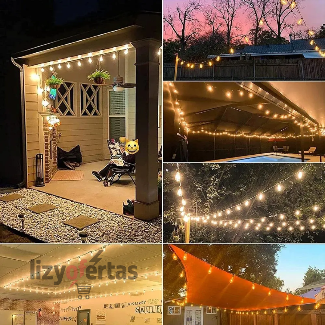 Guirnalda Solar Vintaje LED - Luz Calida Decorativa Exterior