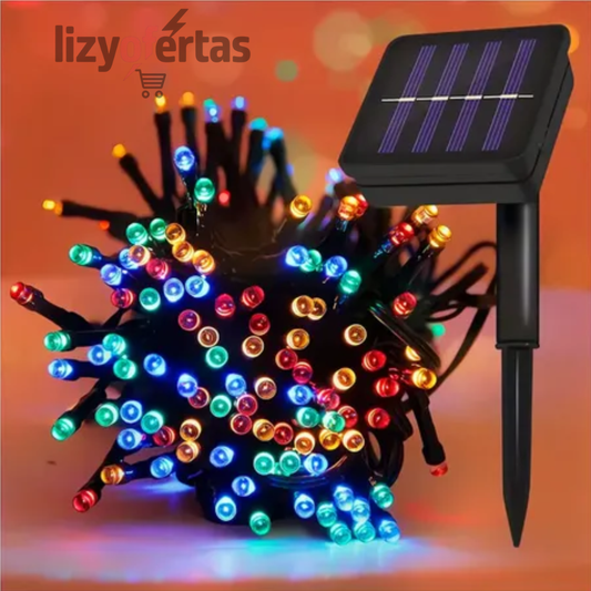 Luces Navideñas Multicolores Resistentes al Agua a Panel Solar