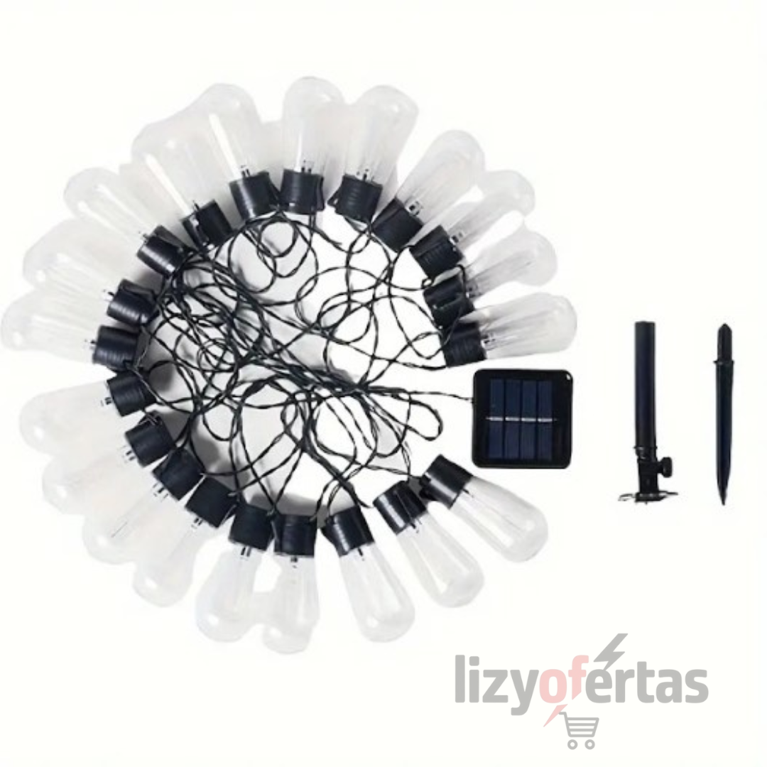 Guirnalda Solar Vintaje LED - Luz Calida Decorativa Exterior