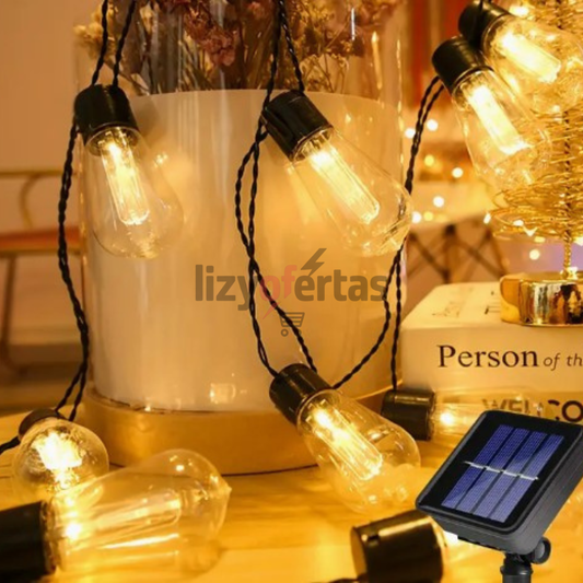 Guirnalda Solar Vintaje LED - Luz Calida Decorativa Exterior