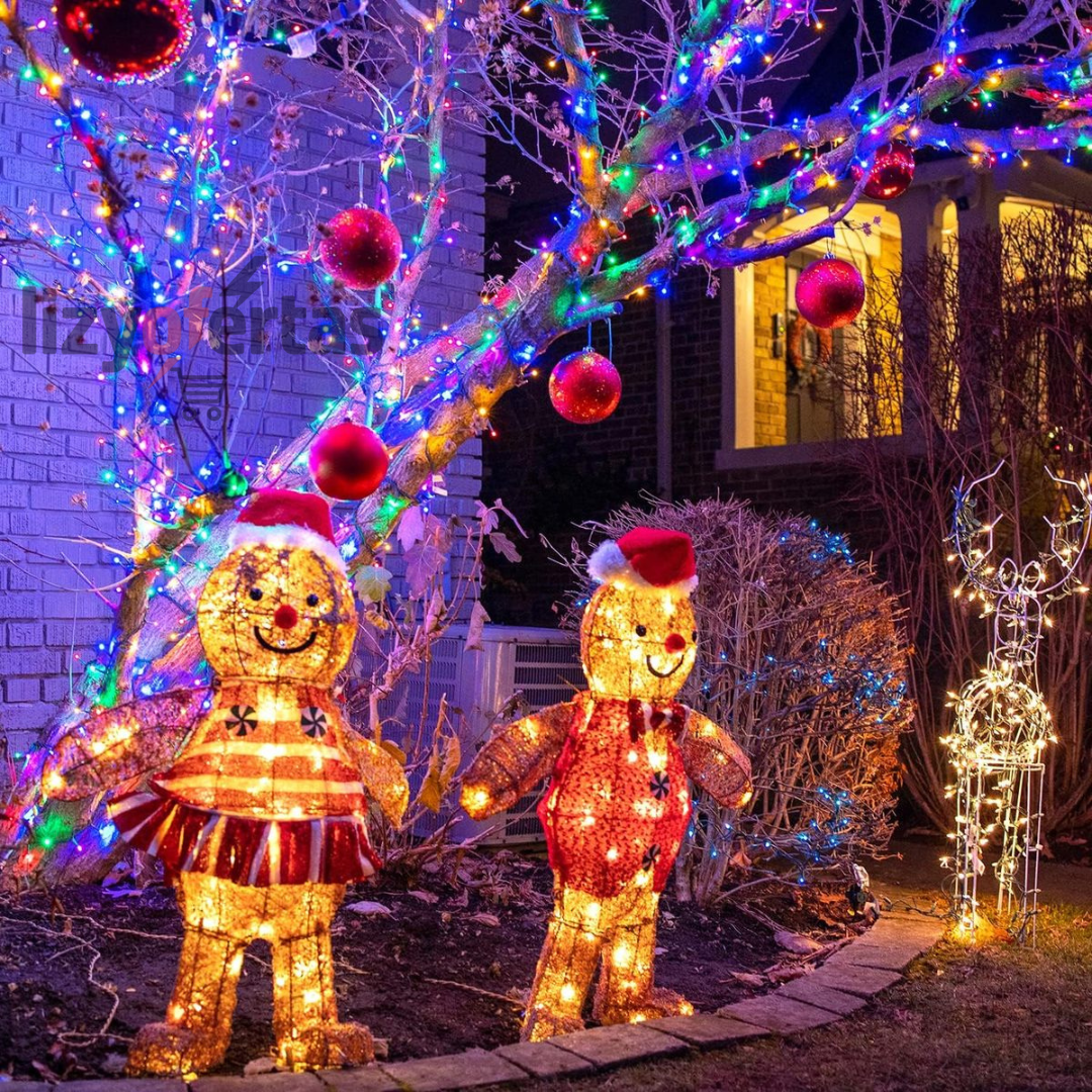 Luces Navideñas Multicolores Resistentes al Agua a Panel Solar
