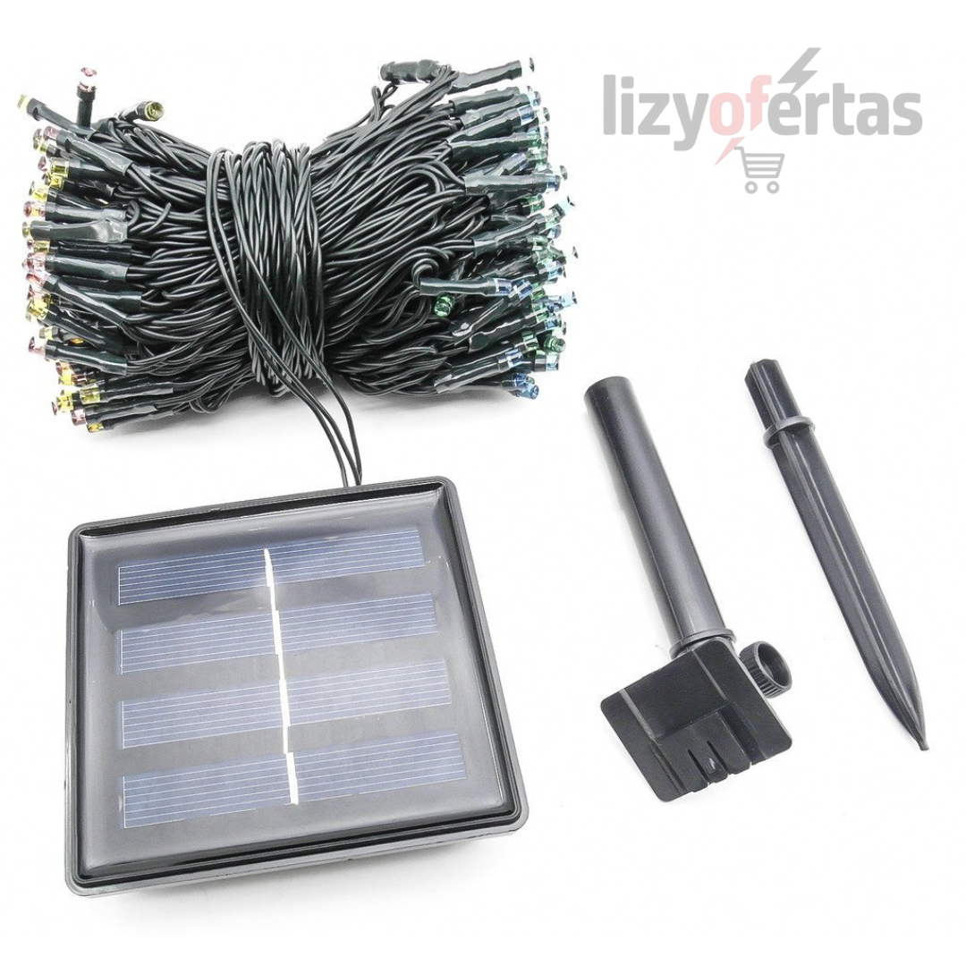 Luces Navideñas Multicolores Resistentes al Agua a Panel Solar