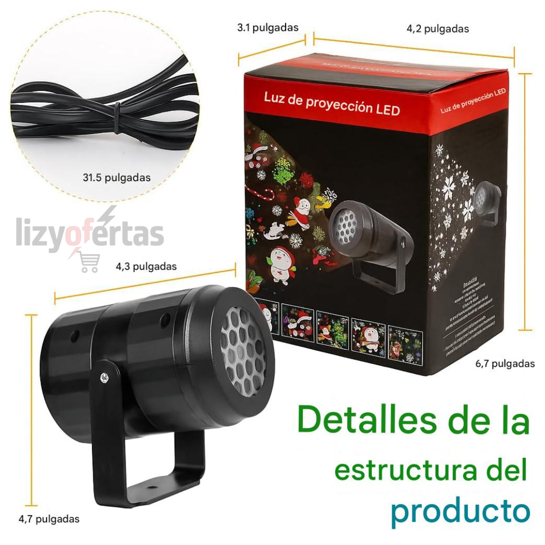 PROYECTOR NAVIDEÑO DE LUCES LED GIRATORIO