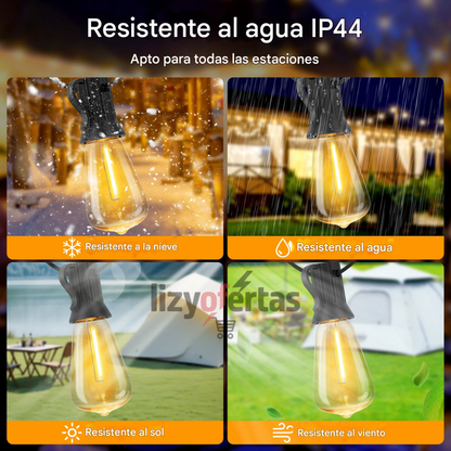 Guirnalda Solar Vintaje LED - Luz Calida Decorativa Exterior